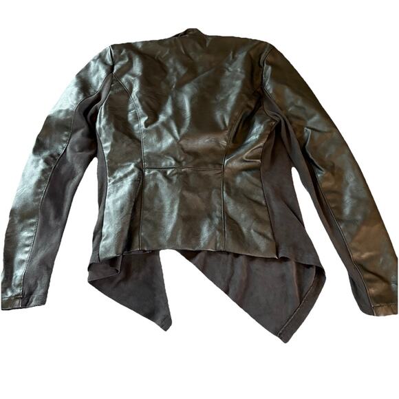 BLANKNYC Private Practice Mixed Media Black Drape Front Asymmetrical Jacket Sz S - Picture 6 of 13